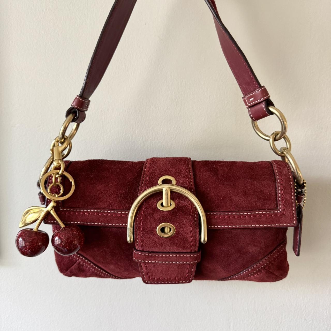 Rare Vintage Y2K Coach Burgundy Suede Soho Baguette Bag