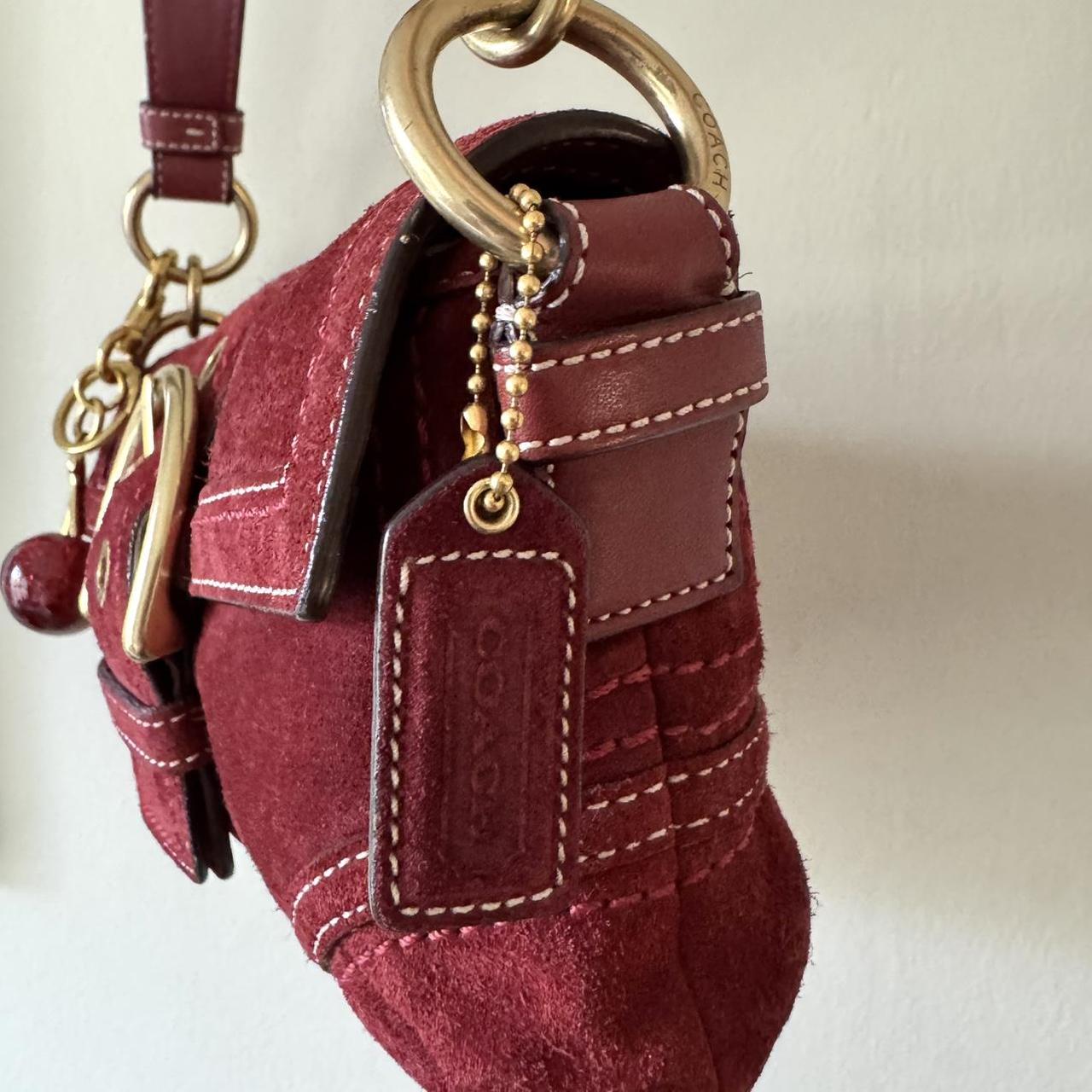 Rare Vintage Y2K Coach Burgundy Suede Soho Baguette Bag